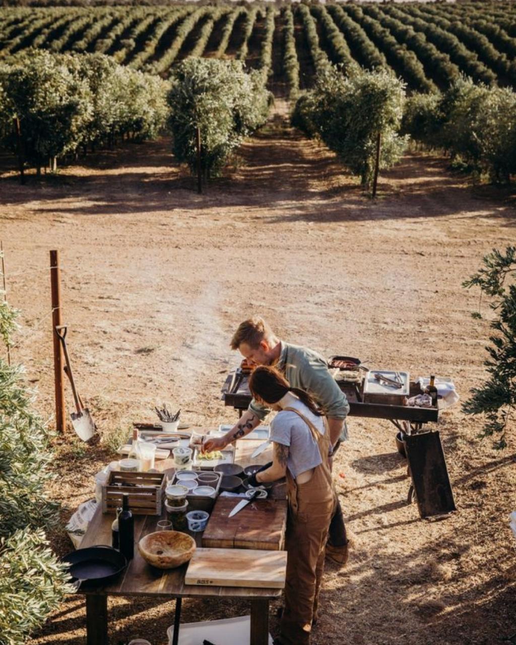 Friends sharing a table outdoors